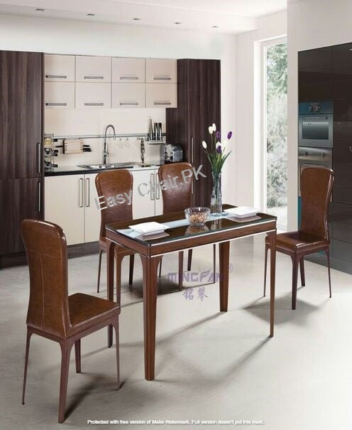 Dining Table 294 with chair 703 Fully imported (1 + 6) Glass top